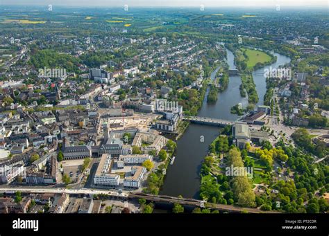 Ruhrbania, Ruhr banks, Mülheim town hall, Mülheim an der Ruhr, Ruhr ...