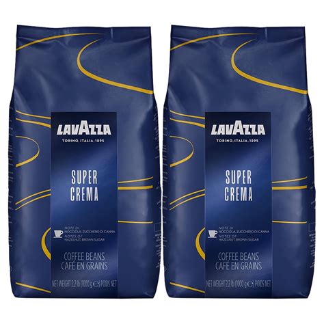 2 Pack Lavazza Super Crema Whole Bean Coffee Blend Medium Espresso