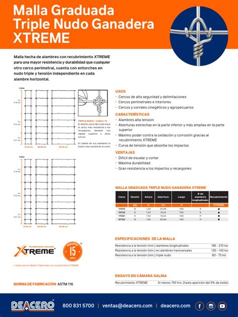 Malla Graduada Triple Nudo Ganadera Xtreme Deacero Ficha Tecnica Pdf