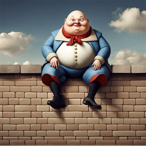 Visual Depiction Of Humpty Dumpty Sitting On A Wall Ai Generated