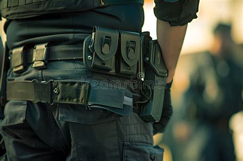 Close-up of Police Tactical Gear with Handcuffs and Radio Stock ...