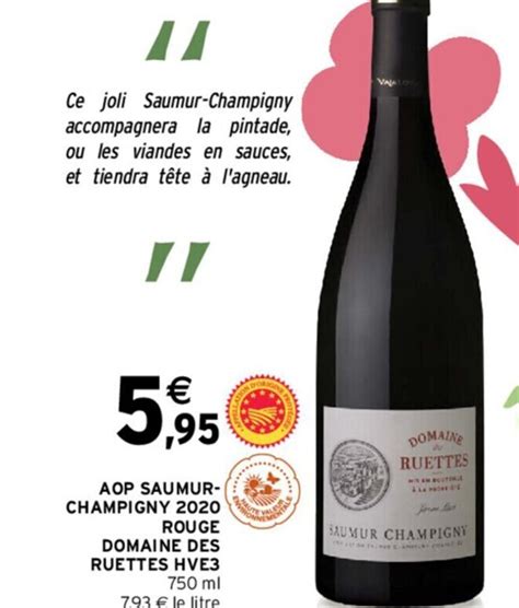 Promo AOP SAUMUR CHAMPIGNY 2020 ROUGE DOMAINE DES RUETTES HVE3 Chez