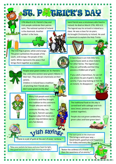 ST PATRICK S DAY FACTS AND TRADITI English ESL Worksheets Pdf Doc