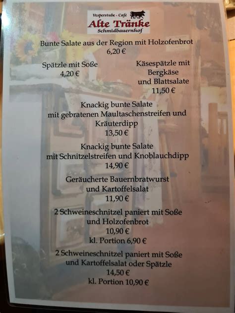 Carta Del Restaurante Alte Tr Nke Bad Rippoldsau Schapbach