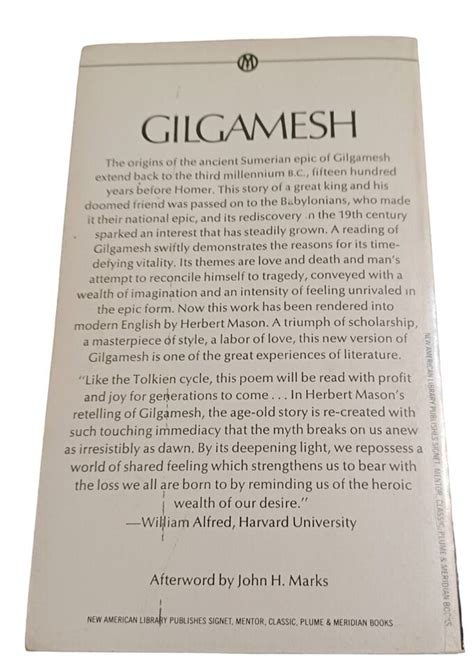 Gilgamesh A Verse Narrative By Herbert Mason Mentor Book Paperback