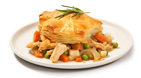 Premium Photo Plate Of Savory Chicken Pot Pie With Flaky Pastry Crust