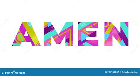 Amen Concept Retro Colorful Word Art Illustration Stock Vector