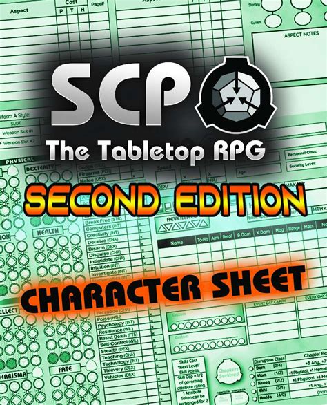 Scp2e Character Sheet 26 Letter Publishing Scp The Ttrpg 2nd