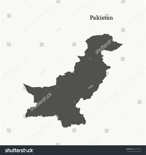 Outline Map Pakistan Isolated Vector Illustration Stock Vector (Royalty ...