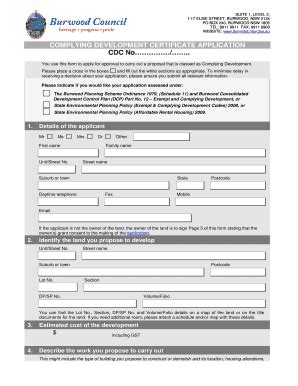 Fillable Online Burwood Nsw Gov Complying Development Certificate