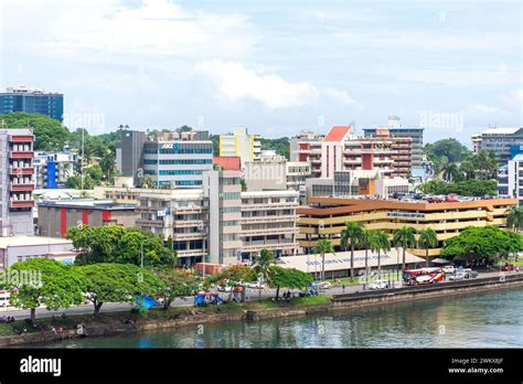 View Of City And Waterfront Suva Viti Levu Republic Of Fiji Stock