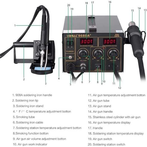Yihua Soldering Station In Soldering Iron Rework Station Hot Air Gun Smoke Extractor DA