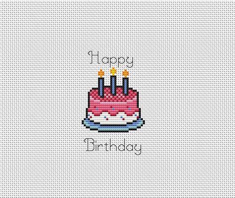 Happy Birthday Cake Cross Stitch Pattern Birthday Card Etsy