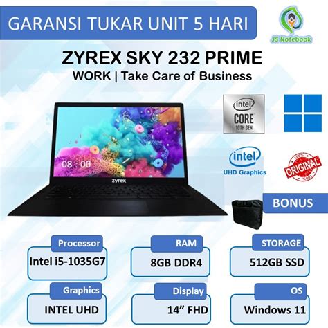 Jual Laptop Zyrex Sky Prime Intel Core I G Gb Ssd Win