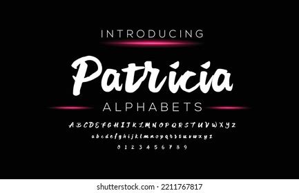 Handwritten Latin Calligraphy Brush Script Numbers Stock Vector