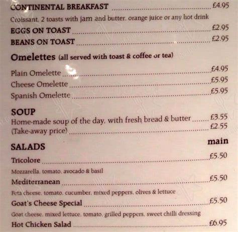 Menu at Nest Cafe, London, Willesden Green Station