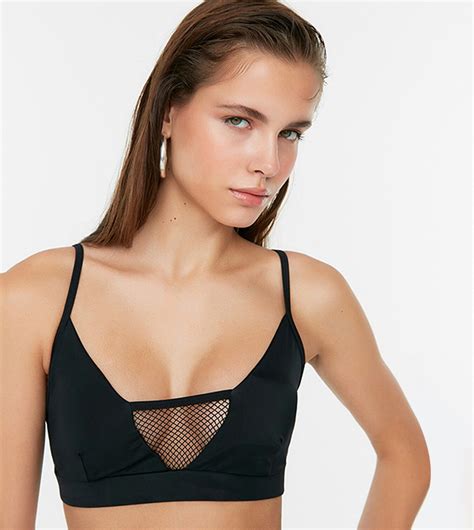 Buy Trendyol Solid Mesh Detailed Bikini Bra In Black 6thStreet Qatar