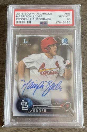 Harrison Bader Bowman Chrome Prospect Autograph Auto Cpa Hb Psa