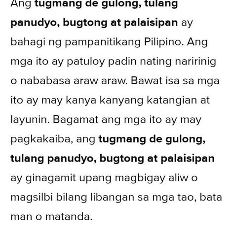 Ang Aking Natutuhan Panuto Ibigay Ang Katangian Ng Tulang Panudyo