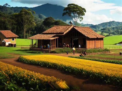 Familia Colombiana Latina Finca Finca Parejas Atardecer Colombia Naturaleza Foto Premium