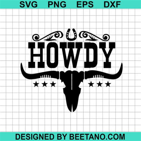 Howdy Cow Skull Svg Howdy Svg Skull Bull Svg Retro Western Svg