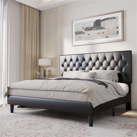 Mercury Row® Low Profile Linen or Faux Leather Upholstered Bed ...