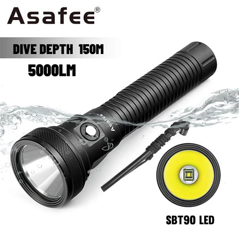 Asafee M Underwater Sbt Led Light Lm Diving Flashlight Press