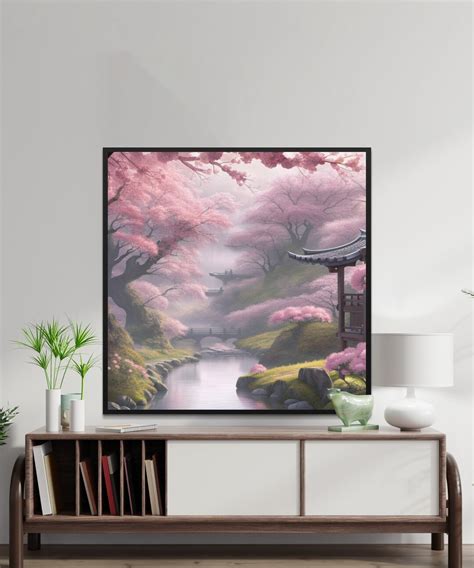 Cherry Blossom Japanese Garden Wall Art Nature Landscape - Etsy