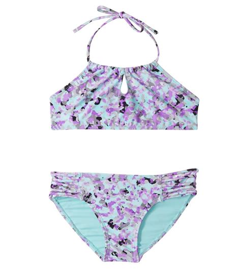 Raisins Girls Incognito High Neck Cali Coast Halter Bikini Set At