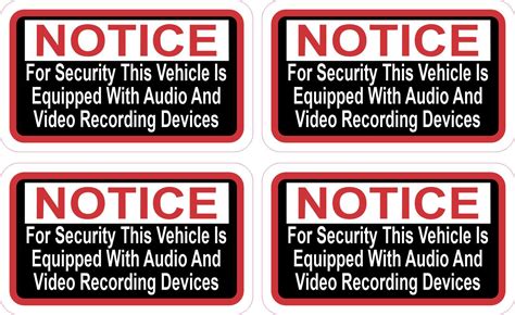 Stickertalk Vehicle Equipped With Recording Devices Vinyl Stickers 1 Sheet Of 4 Stickers 2 5