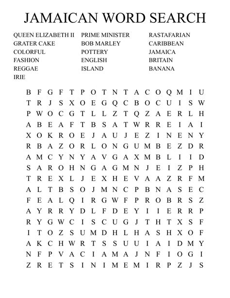 Jamaican Word Search Wordmint