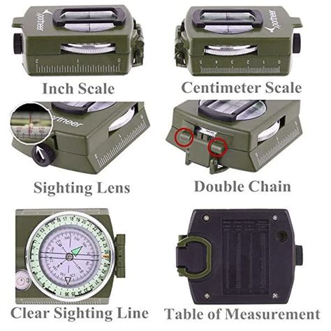 Sportneer Military Lensatic Compass With Viewfinder Carrying Bag