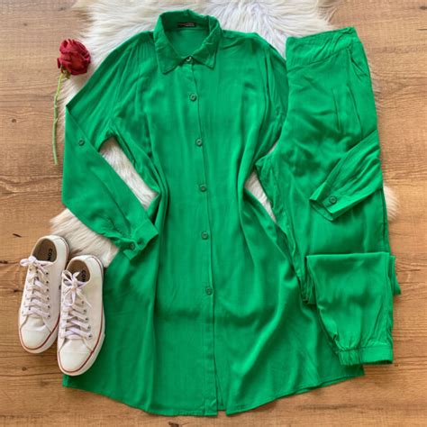 Conjunto Viscolinho Chamise E Cal A Verde Dondoca Dondoca Moda Feminina