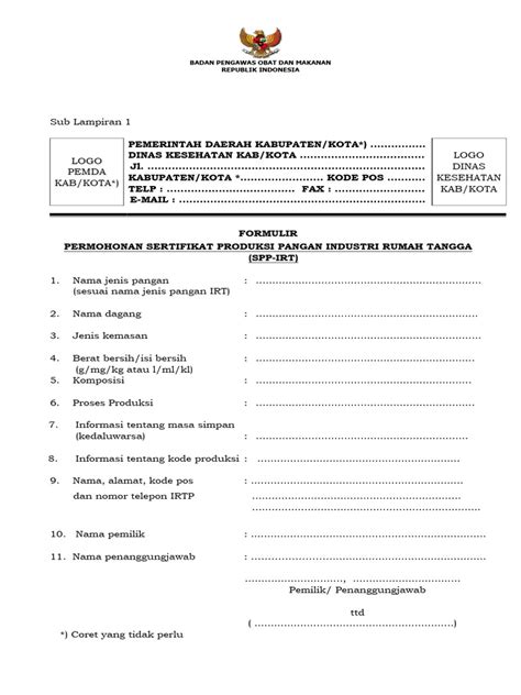 01 Persyaratan Formulir Permohonan Sertifikat Produksi Pangan Industri