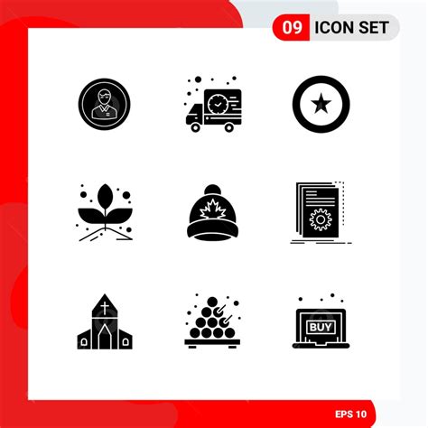 Sprouting Vector Hd Images Set Of 9 Vector Solid Glyphs On Grid For