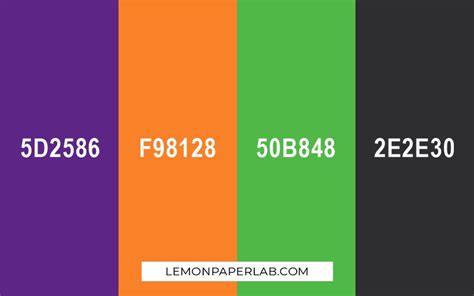 Color Palette #23 - Purple, Orange, Green and Black - Lemon Paper Lab