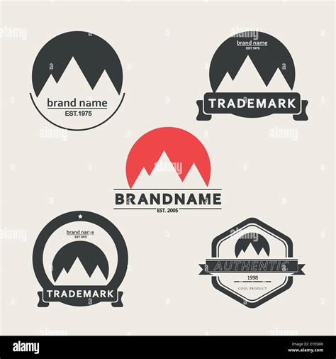 Vector Set Of Emblems Associated With Mountains Stock Vector Image