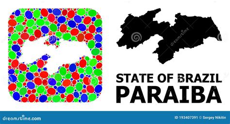 Mosaic Hole And Solid Map Of Paraiba State Stock Vector Illustration