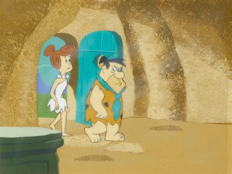 Bonhams : Fred and Wilma Animation Cel and Production Background from The Flintstones.