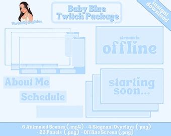 Soft Blue Pastel Minimalistic Twitch Overlays Panels And Animated