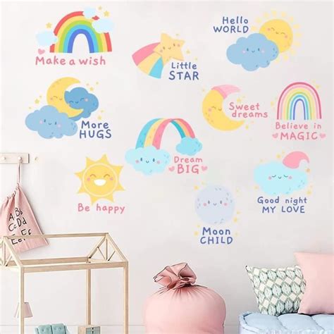 Stickers Muraux Arc En Ciel Color Autocollants Muraux Toile Soleil