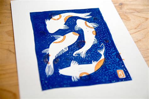 Koi Fish Linocut On Behance