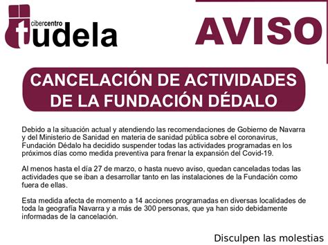 Cancelaci N De Actividades De La Fundaci N D Dalo Fundaci N D Dalo