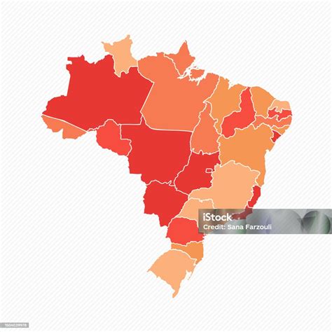 Como O Brasil Está Dividido - Vetores de Ilustração Colorida Do Mapa Dividido Do Brasil e mais ...