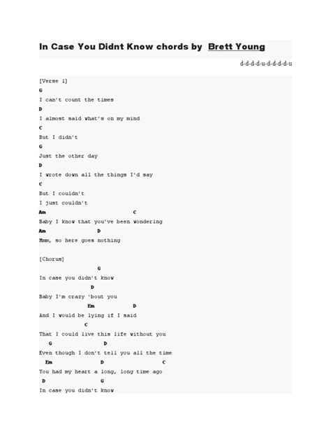 In Case You Didnt Know Chords Pdf