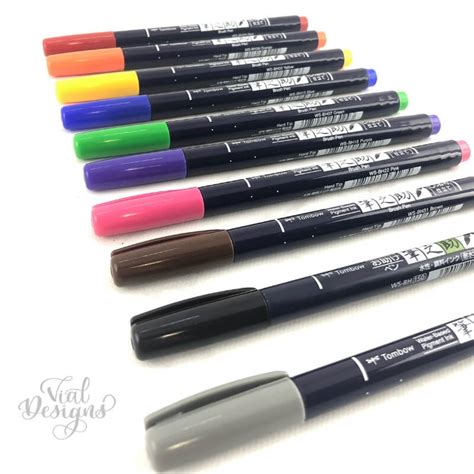 Tombow Fudenosuke Colors, Pen Review & Free Worksheet | Vial Designs