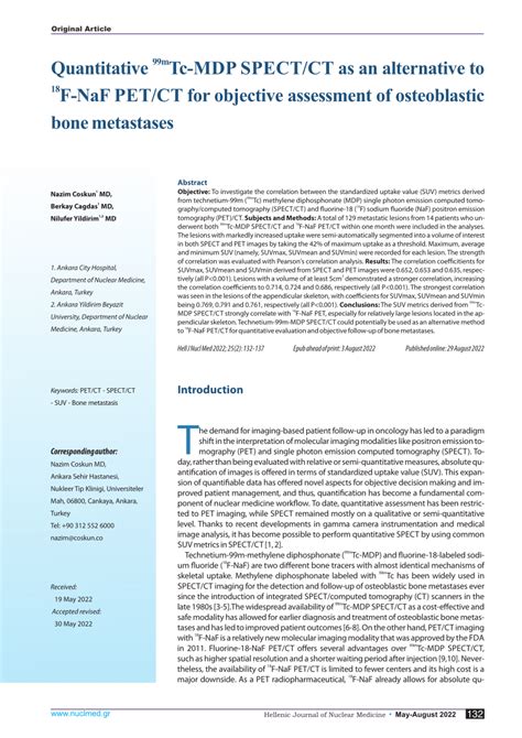 Pdf Quantitative Mtc Mdp Spect Ct As An Alternative To F Naf Pet