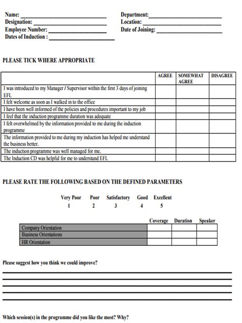 FREE 14 Induction Feedback Form Samples PDF MS Word Google Docs