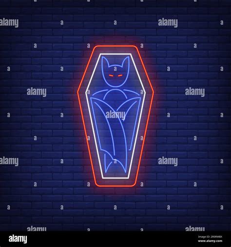 Vampire In Coffin Neon Sign Stock Vector Image Art Alamy