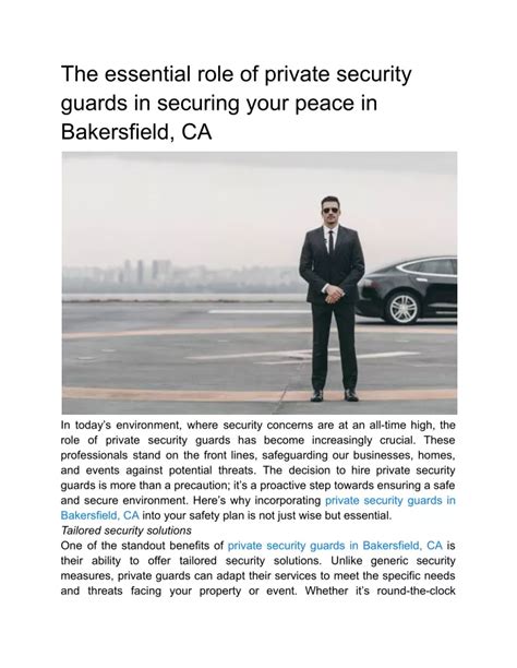 Ppt The Essential Role Of Private Security Guards In Securing Your